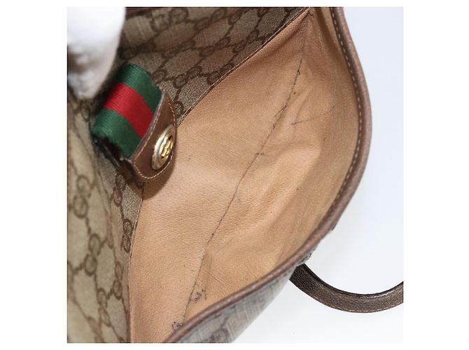 Borsa a Spalla Gucci GG Supreme Web Sherry Line PVC Beige 89 02 032 Auth 146752 D'oro - vista 24
