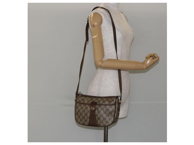 Borsa a Spalla Gucci GG Supreme Web Sherry Line PVC Beige 89 02 032 Auth 146752 D'oro - vista 25