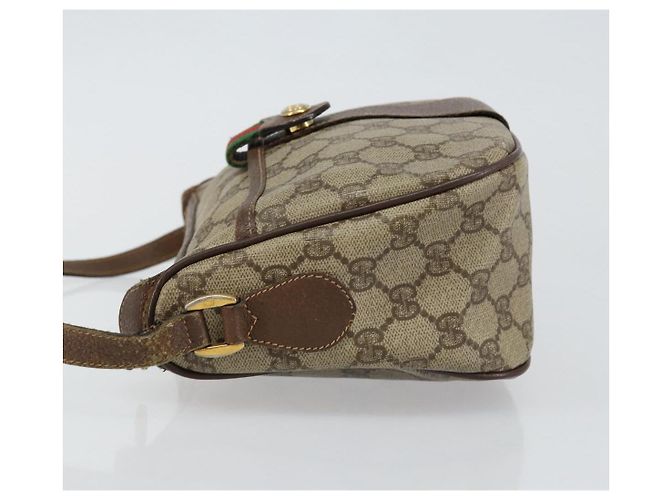 Borsa a Spalla Gucci GG Supreme Web Sherry Line PVC Beige 89 02 032 Auth 146752 D'oro - vista 4