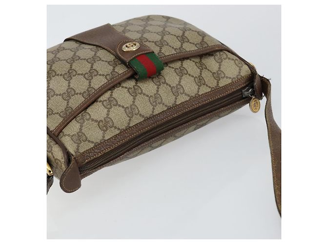 Borsa a Spalla Gucci GG Supreme Web Sherry Line PVC Beige 89 02 032 Auth 146752 D'oro - vista 6