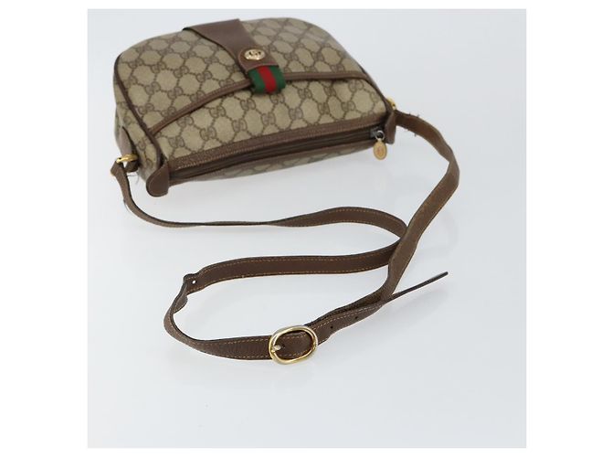 Borsa a Spalla Gucci GG Supreme Web Sherry Line PVC Beige 89 02 032 Auth 146752 D'oro - vista 7