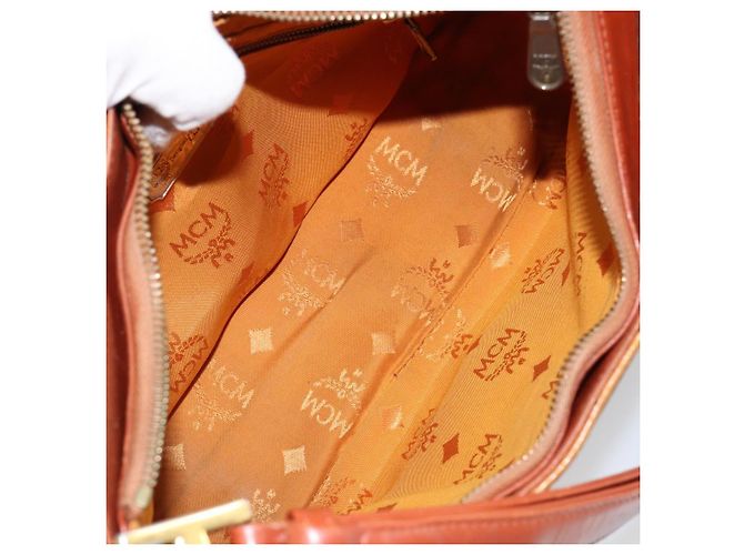 Sac à épaule MCM Logogram Vicetos en cuir PVC marron et or Auth BA7031 Doré - vue 11