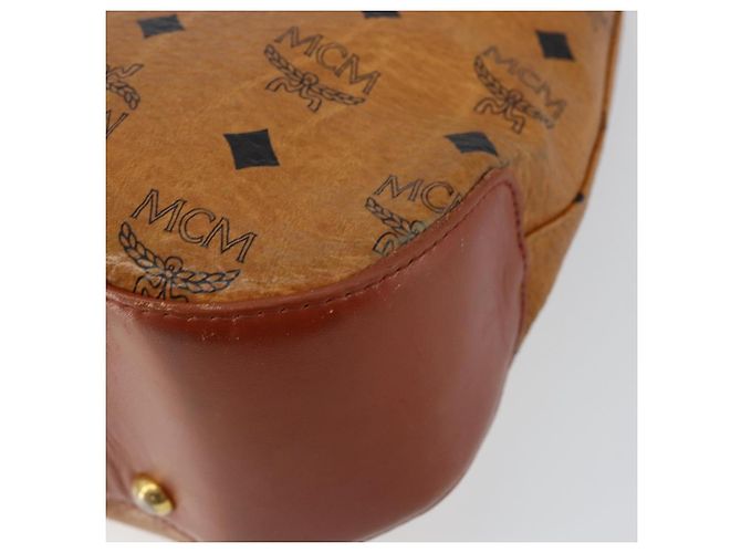 Sac à épaule MCM Logogram Vicetos en cuir PVC marron et or Auth BA7031 Doré - vue 16