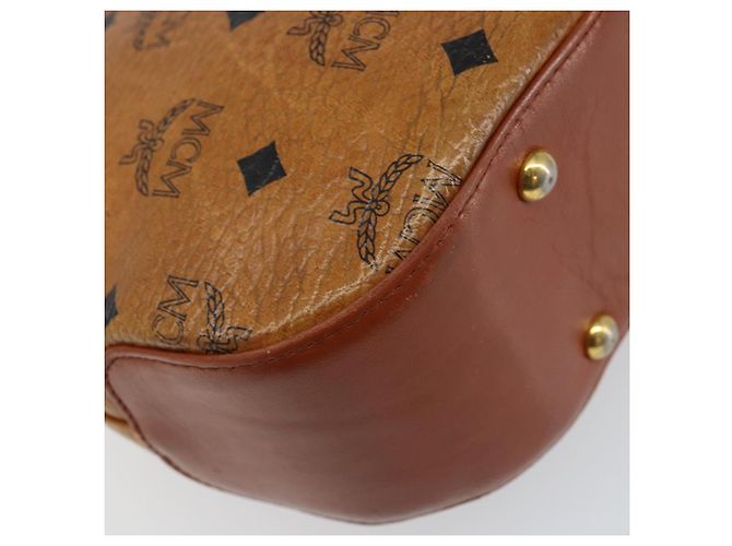 Sac à épaule MCM Logogram Vicetos en cuir PVC marron et or Auth BA7031 Doré - vue 17