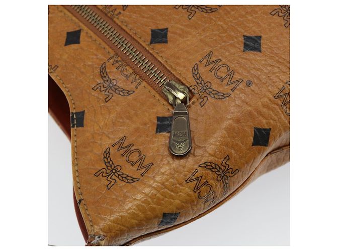 Sac à épaule MCM Logogram Vicetos en cuir PVC marron et or Auth BA7031 Doré - vue 18
