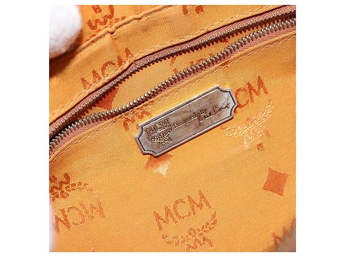 Sac à épaule MCM Logogram Vicetos en cuir PVC marron et or Auth BA7031 Doré - vue 19
