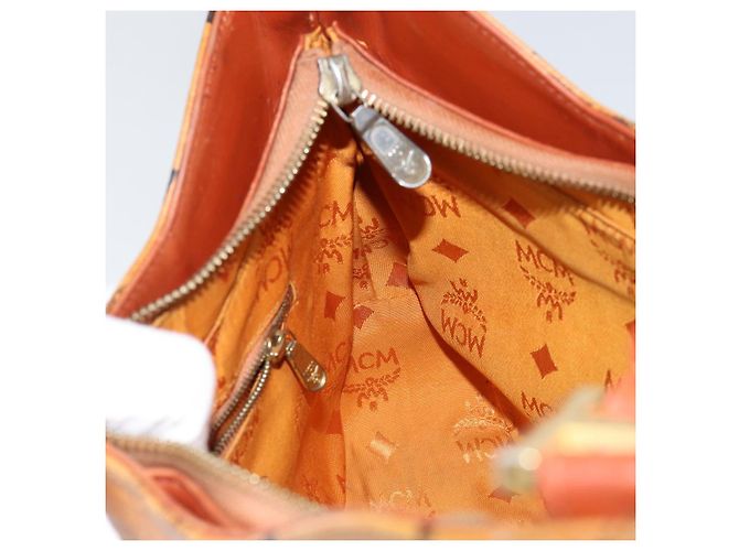 Sac à épaule MCM Logogram Vicetos en cuir PVC marron et or Auth BA7031 Doré - vue 20