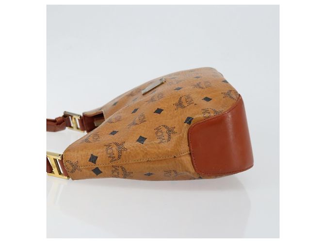 Sac à épaule MCM Logogram Vicetos en cuir PVC marron et or Auth BA7031 Doré - vue 4