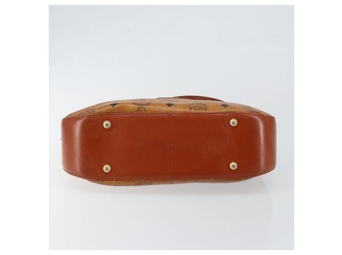 Sac à épaule MCM Logogram Vicetos en cuir PVC marron et or Auth BA7031 Doré - vue 5