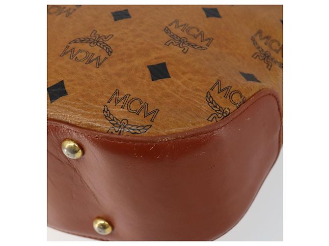 Sac à épaule MCM Logogram Vicetos en cuir PVC marron et or Auth BA7031 Doré - vue 8
