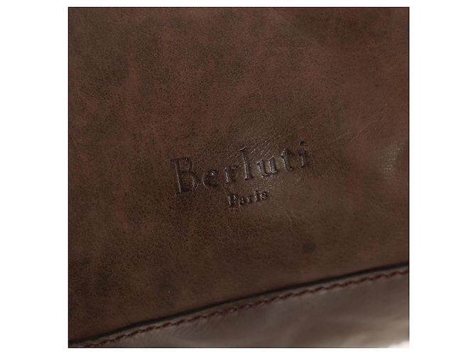 Borsa a Spalla Berluti in Pelle Marrone Argento Autentica bs29899 - vista 20