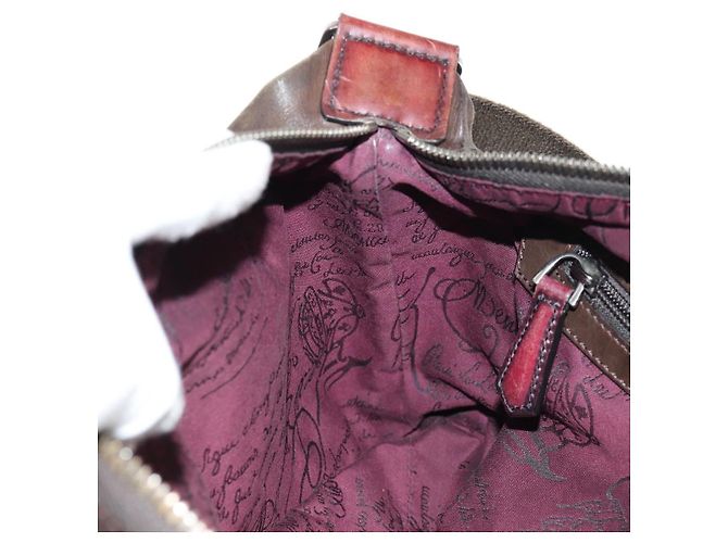 Borsa a Spalla Berluti in Pelle Marrone Argento Autentica bs29899 - vista 24