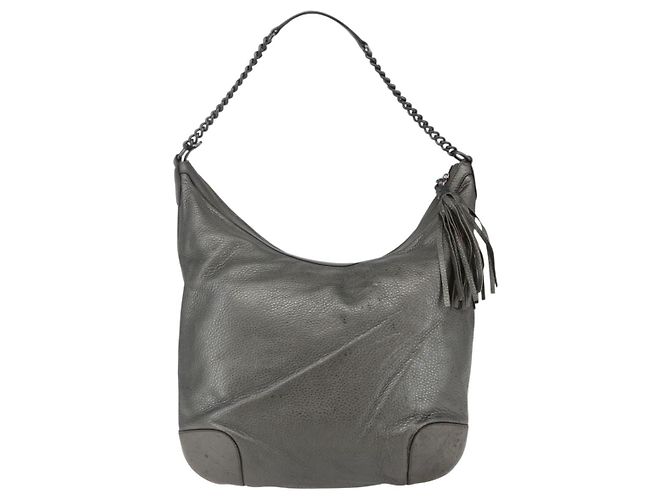 Borsa a spalla in pelle Gucci Soho con catena, tono argento, 326706 Auth yk19690 - vista 2