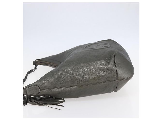 Borsa a spalla in pelle Gucci Soho con catena, tono argento, 326706 Auth yk19690 - vista 3