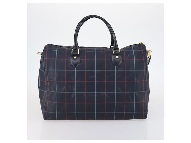 Autre Marque Borsa Boston Burberrys in tela PVC 2 pezzi blu navy e verde Auth bs29550 - vista 11