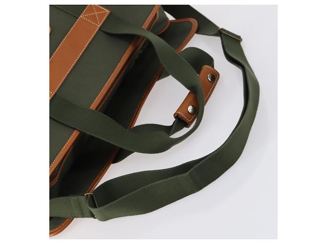 Autre Marque Borsa Boston Burberrys in tela PVC 2 pezzi blu navy e verde Auth bs29550 - vista 5