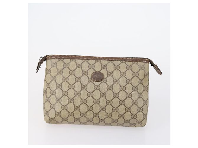 Pochette GUCCI GG Canvas Supreme 3 Set Rosa Nero Beige Auth bs30861 - vista 2