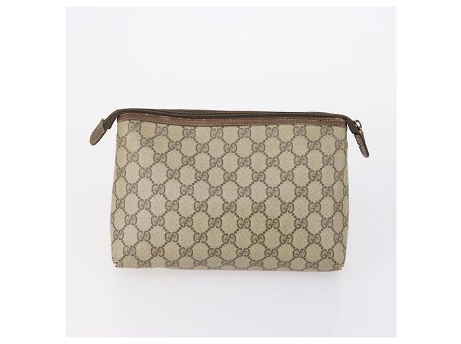 Pochette GUCCI GG Canvas Supreme 3 Set Rosa Nero Beige Auth bs30861 - vista 3