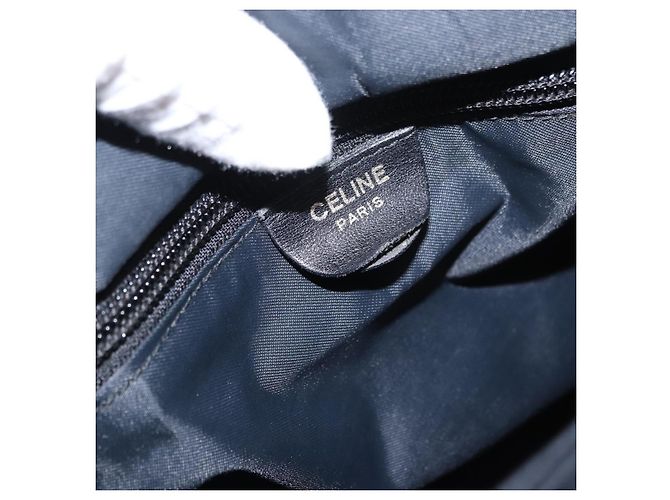 Céline Borsa a mano CELINE Circle in nylon e pelle nera dorata Auth 153316 Nero D'oro - vista 17