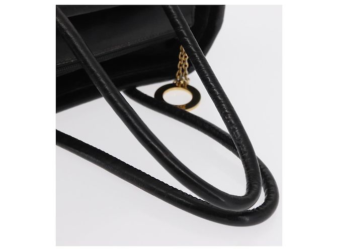 Céline Borsa a mano CELINE Circle in nylon e pelle nera dorata Auth 153316 Nero D'oro - vista 7