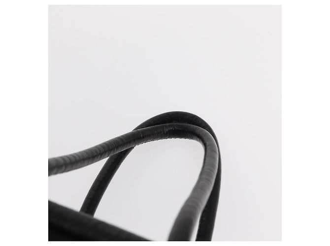 Céline Borsa a mano CELINE Circle in nylon e pelle nera dorata Auth 153316 Nero D'oro - vista 8