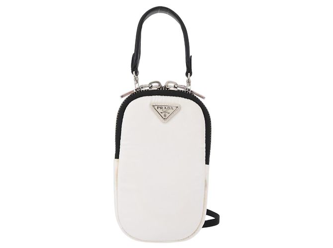 Borsa a Spalla PRADA Nylon 2way Bianco Argento Auth 152675V - vista 13