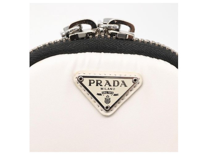 Borsa a Spalla PRADA Nylon 2way Bianco Argento Auth 152675V - vista 18