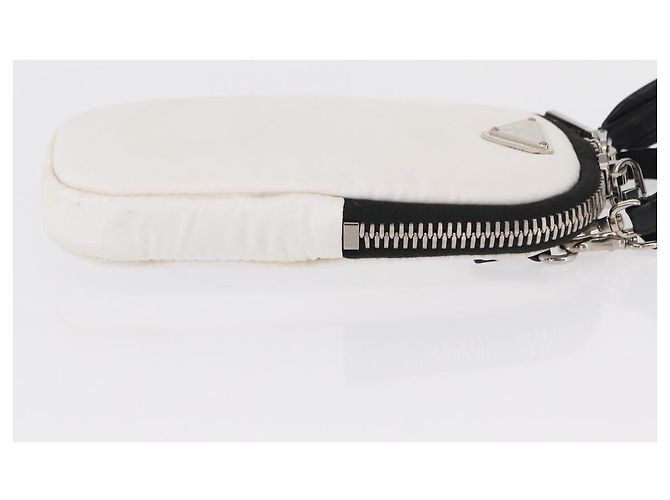 Borsa a Spalla PRADA Nylon 2way Bianco Argento Auth 152675V - vista 3