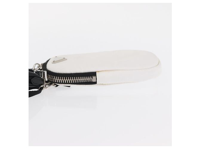 Borsa a Spalla PRADA Nylon 2way Bianco Argento Auth 152675V - vista 4
