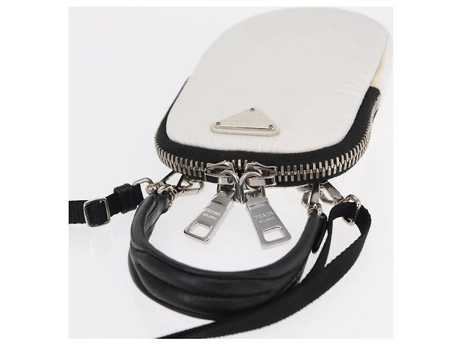 Borsa a Spalla PRADA Nylon 2way Bianco Argento Auth 152675V - vista 6