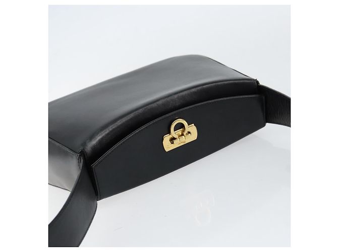 Gancini Schultertasche aus Leder Schwarz Gold Auth BA8397 von Salvatore Ferragamo Golden - Ansicht 6