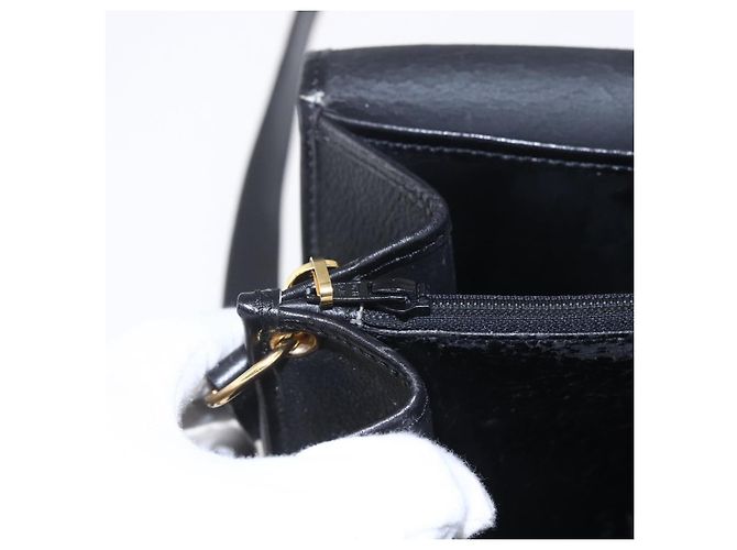 Borsa a spalla in tela a nido d'ape PVC nera e oro Christian Dior Auth ka361 Nero D'oro - vista 10