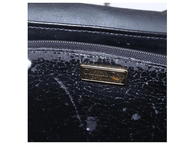 Borsa a spalla in tela a nido d'ape PVC nera e oro Christian Dior Auth ka361 Nero D'oro - vista 11