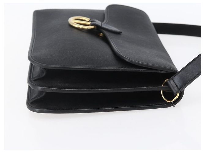 Borsa a spalla in tela a nido d'ape PVC nera e oro Christian Dior Auth ka361 Nero D'oro - vista 4