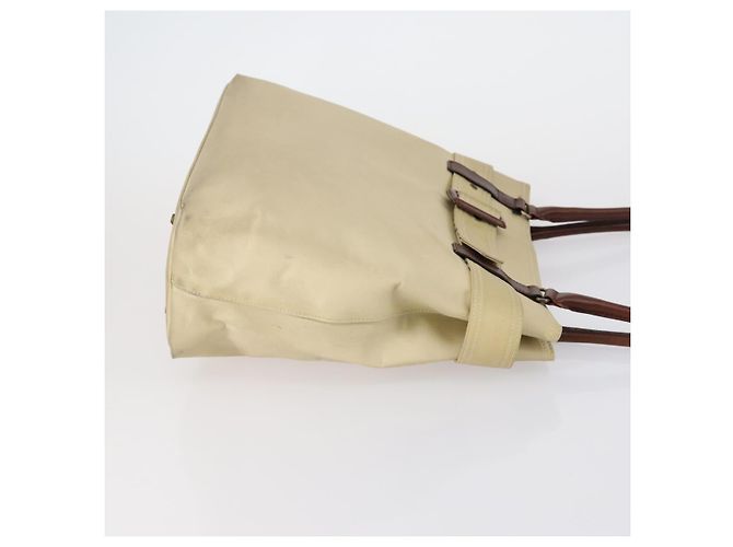 Borsa a Spalla in Pelle e Tela Burberry 2 Pezzi Beige Marrone Auth bs31058 - vista 4