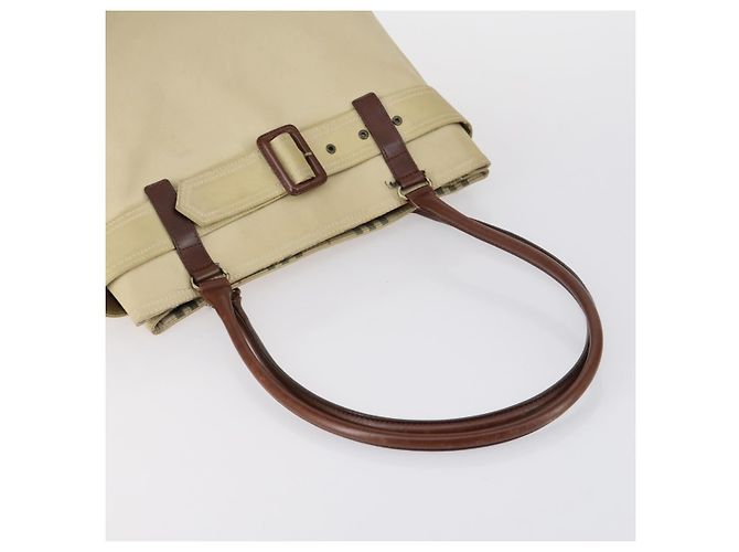 Borsa a Spalla in Pelle e Tela Burberry 2 Pezzi Beige Marrone Auth bs31058 - vista 5