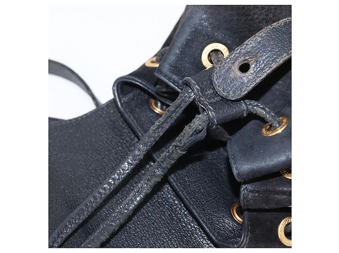 Zaino in Pelle Suede Gucci Bamboo Nero Oro 003 1705 0030 Auth BA7789 - vista 10