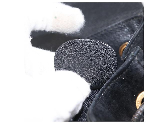 Zaino in Pelle Suede Gucci Bamboo Nero Oro 003 1705 0030 Auth BA7789 - vista 12
