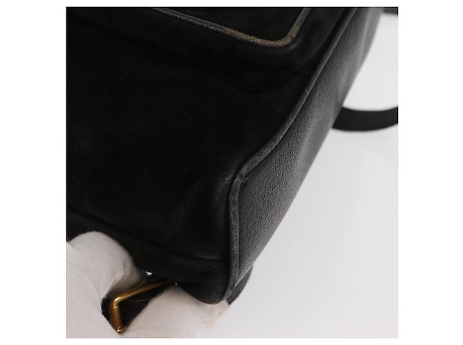 Zaino in Pelle Suede Gucci Bamboo Nero Oro 003 1705 0030 Auth BA7789 - vista 17