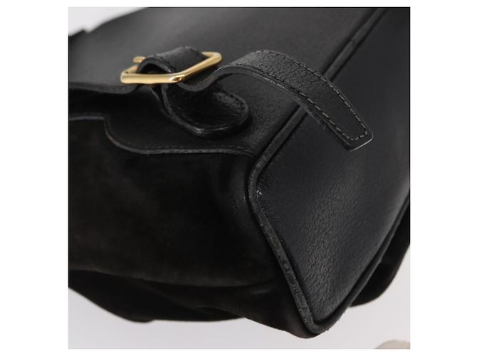 Zaino in Pelle Suede Gucci Bamboo Nero Oro 003 1705 0030 Auth BA7789 - vista 19