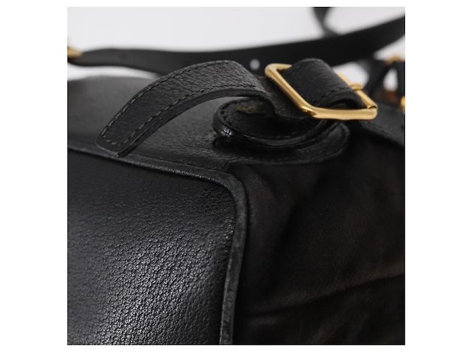 Zaino in Pelle Suede Gucci Bamboo Nero Oro 003 1705 0030 Auth BA7789 - vista 20