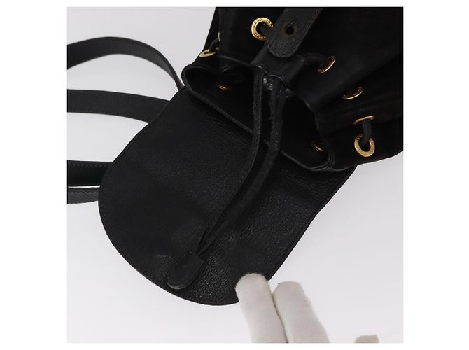 Zaino in Pelle Suede Gucci Bamboo Nero Oro 003 1705 0030 Auth BA7789 - vista 23