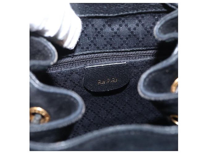 Zaino in Pelle Suede Gucci Bamboo Nero Oro 003 1705 0030 Auth BA7789 - vista 24