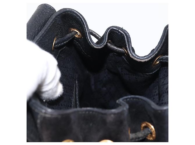 Zaino in Pelle Suede Gucci Bamboo Nero Oro 003 1705 0030 Auth BA7789 - vista 25