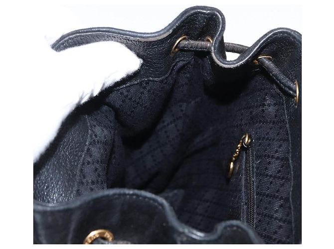 Zaino in Pelle Suede Gucci Bamboo Nero Oro 003 1705 0030 Auth BA7789 - vista 26