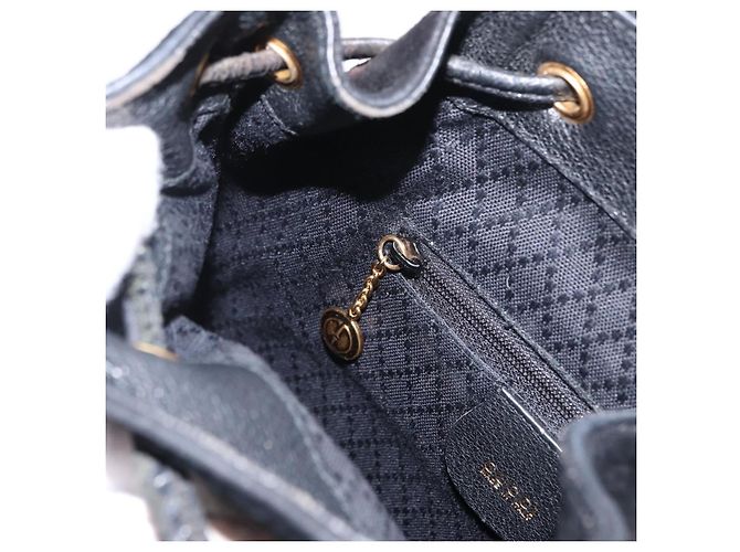 Zaino in Pelle Suede Gucci Bamboo Nero Oro 003 1705 0030 Auth BA7789 - vista 27