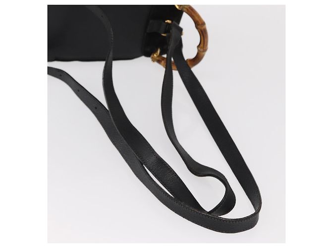 Zaino in Pelle Suede Gucci Bamboo Nero Oro 003 1705 0030 Auth BA7789 - vista 9