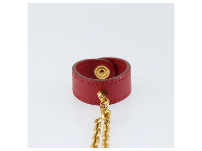 Hermès HERMES Handschuhhalter Charm Leder Rot Gold Auth ar13845 Golden - Ansicht 3