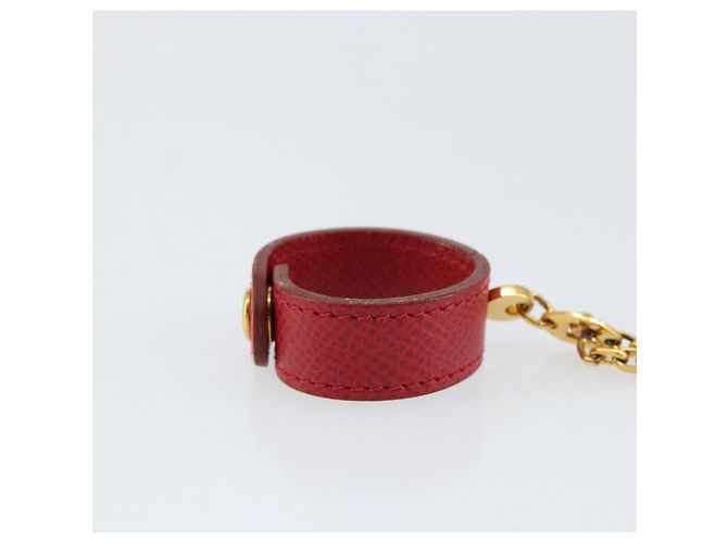 Hermès HERMES Handschuhhalter Charm Leder Rot Gold Auth ar13845 Golden - Ansicht 4