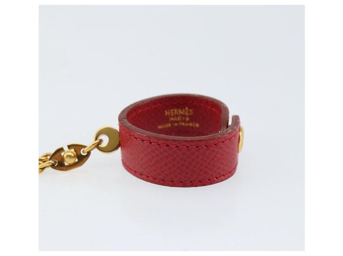 Hermès HERMES Handschuhhalter Charm Leder Rot Gold Auth ar13845 Golden - Ansicht 5